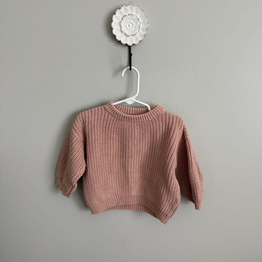 Wild Wawa 12-18mo Toddler Girl Knit Sweater Blush Tan Pink VGUC